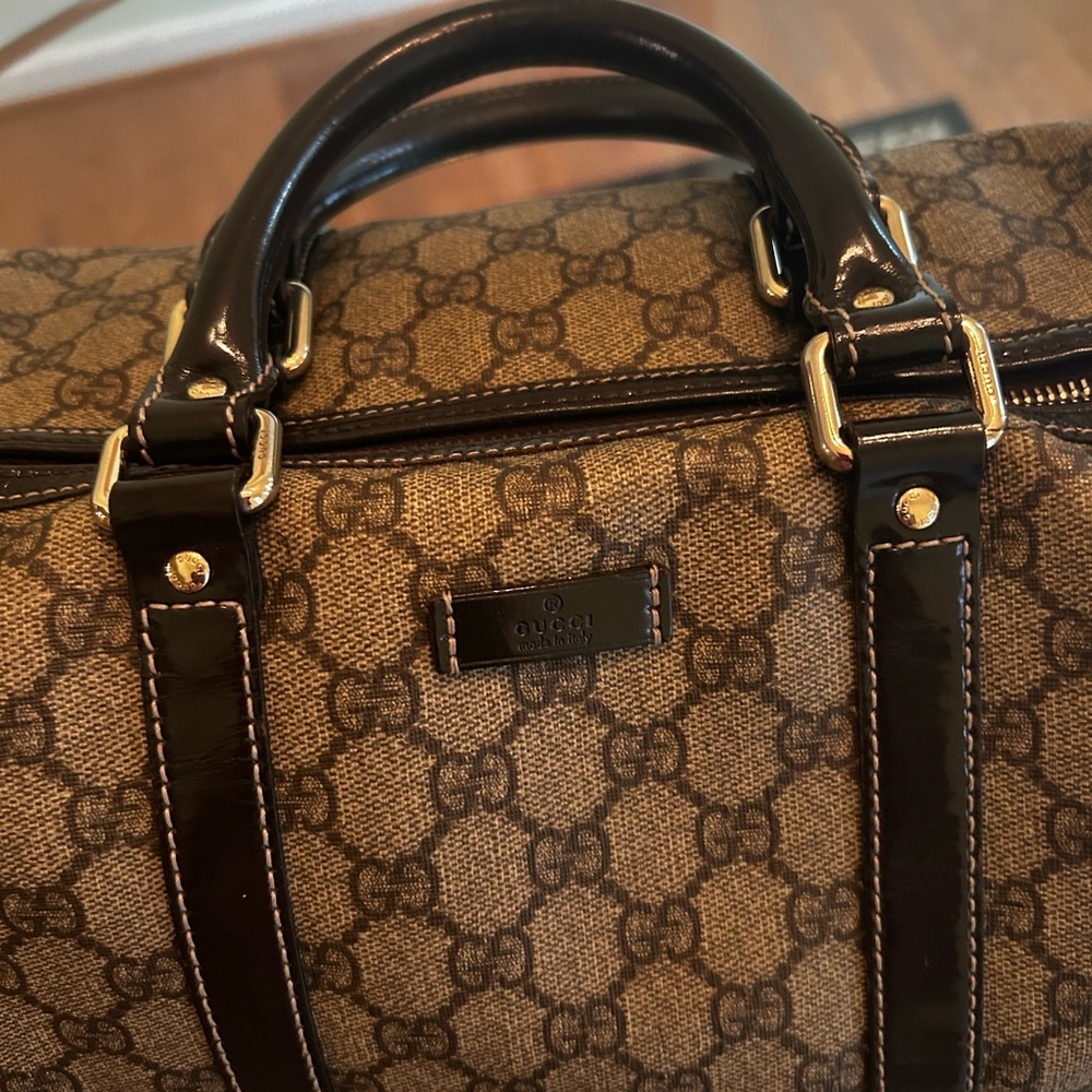 Gucci Brown GG Canvas Satchel with Dark Brown Trim - Picture 2 of 10